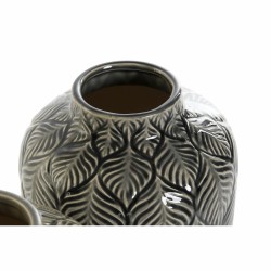 Jarrón DKD Home Decor Beige Porcelana Gris Verde Oriental 16 x 16 x 26 cm (2 Unidades)