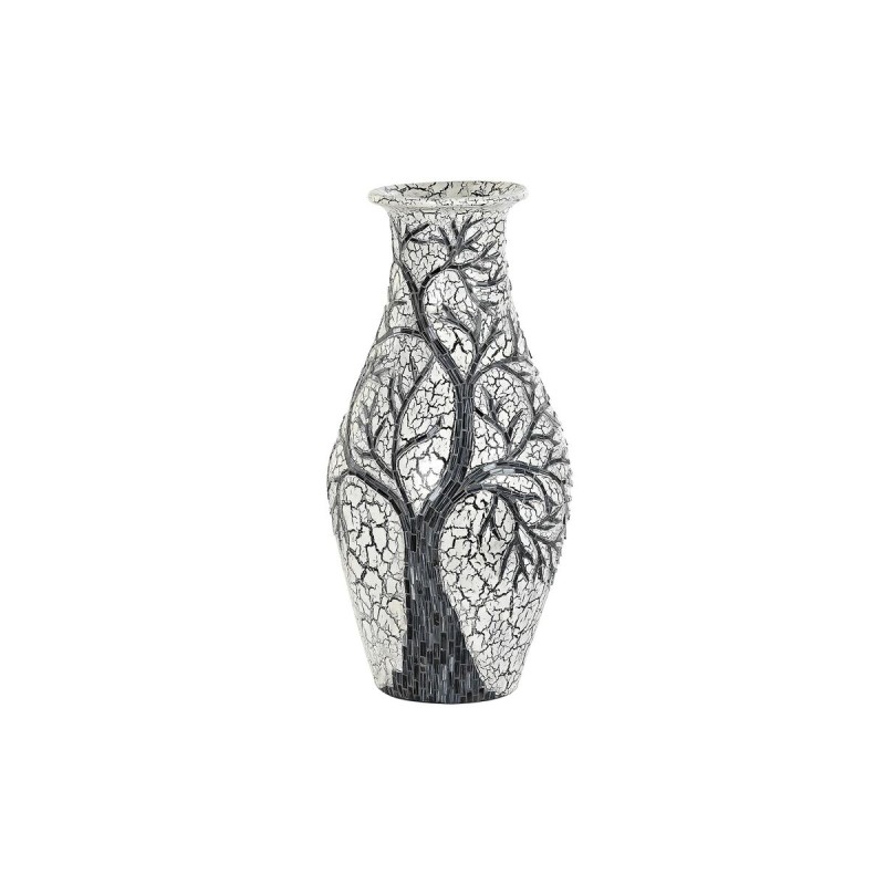 Jarrón DKD Home Decor Árbol Blanco Negro Blanco/Negro Cristal Terracota 29 x 29 x 60 cm