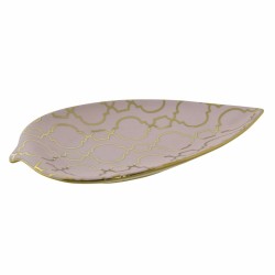 Centro de Mesa DKD Home Decor 27,5 x 16 x 3 cm Rosa Dorado Oriental Cromado Hoja de planta