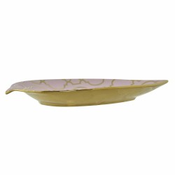 Centro de Mesa DKD Home Decor 27,5 x 16 x 3 cm Rosa Dorado Oriental Cromado Hoja de planta