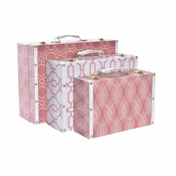 Juego de Cajas Decorativas DKD Home Decor Lienzo Madera (40 x 31 x 15 cm)