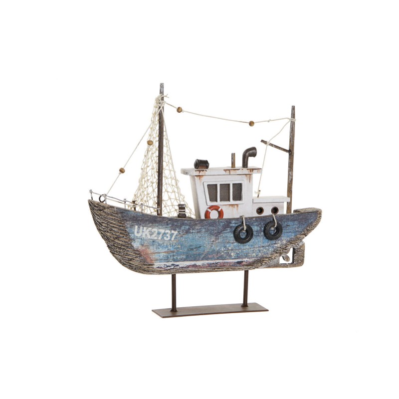 Figura Decorativa DKD Home Decor Azul Blanco Barco 25 x 4 x 24 cm