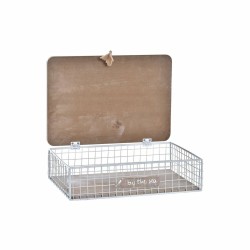 Caja Decorativa DKD Home Decor Blanco Marrón Madera Metal 24 x 16 x 6 cm