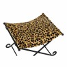 Reposapiés DKD Home Decor Negro Metal Marrón Piel Leopardo (55 x 45 x 41 cm)