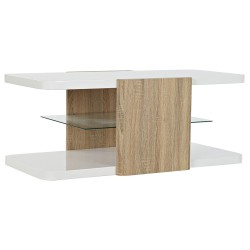 Mesa auxiliar DKD Home Decor Blanco Marrón Cristal Madera MDF 110 x 60 x 45 cm