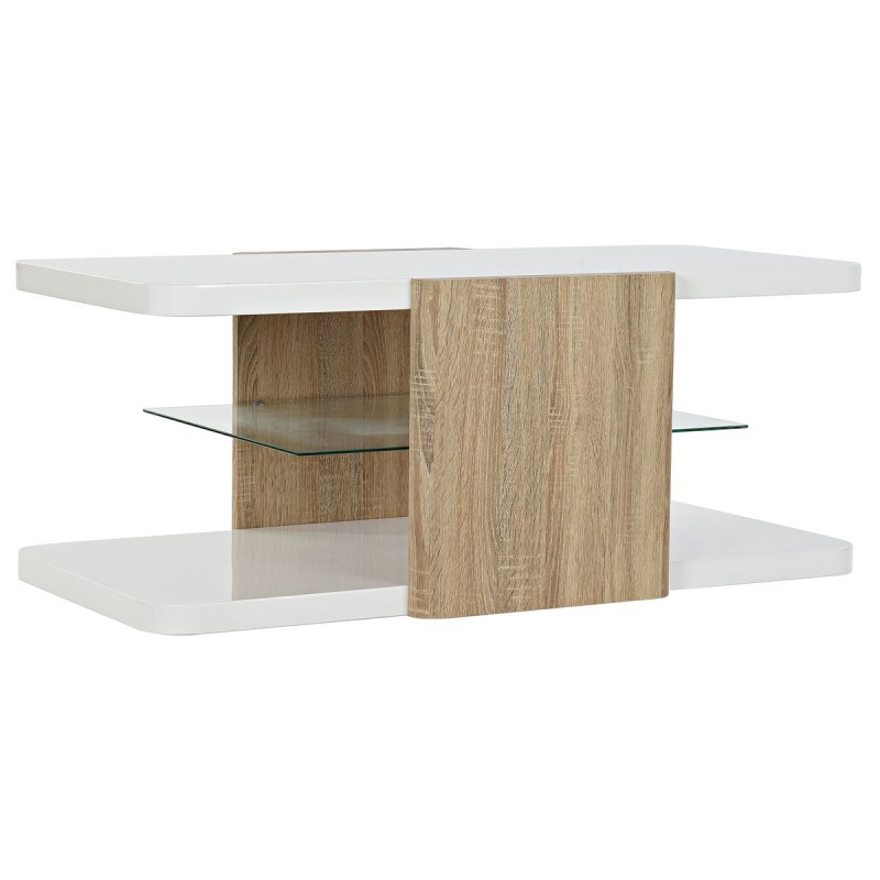 Mesa auxiliar DKD Home Decor Blanco Marrón Cristal Madera MDF 110 x 60 x 45 cm