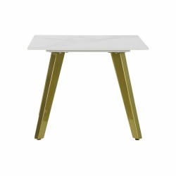 Mesa auxiliar DKD Home Decor Cerámica Dorado Metal Blanco Moderno (60 x 60 x 48 cm)