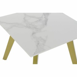 Mesa auxiliar DKD Home Decor Cerámica Dorado Metal Blanco Moderno (60 x 60 x 48 cm)