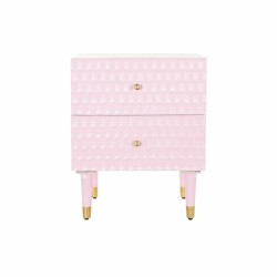 Mesita de Noche DKD Home Decor 52 x 42 x 65 cm Metal Rosa claro Madera de mango