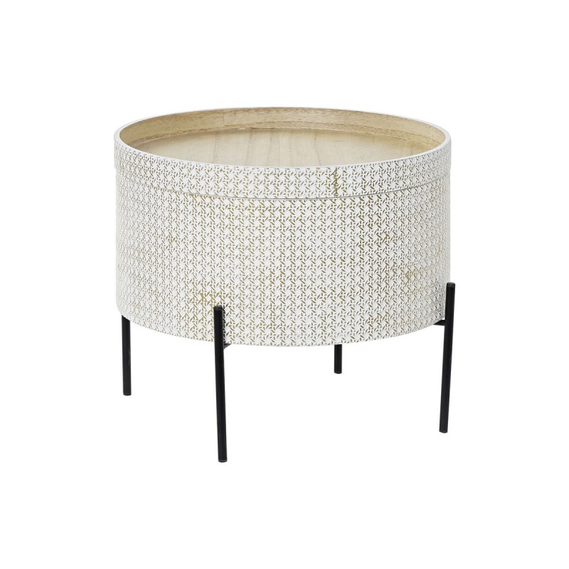 Mesa auxiliar DKD Home Decor Blanco Marrón Dorado Metal Madera MDF 45 x 45 x 39 cm