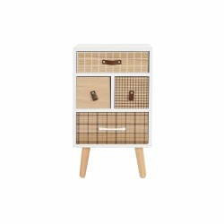 Mesita de Noche DKD Home Decor Natural Blanco Caucho Granate Madera de Paulonia 40 x 30 x 48 cm