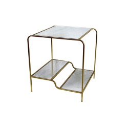 Mesa auxiliar DKD Home Decor Dorado Metal Espejo 50 x 50 x 55 cm